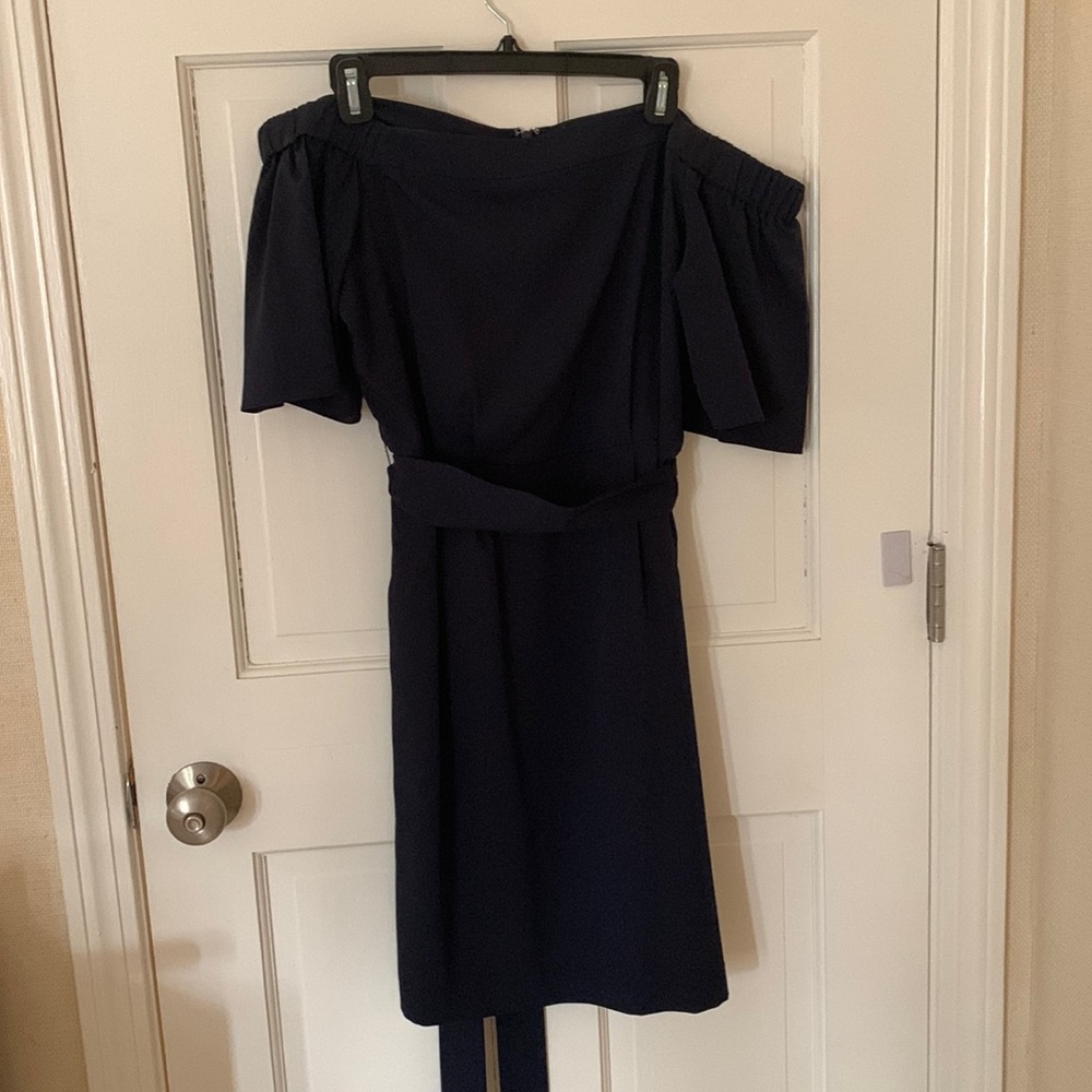 Eliza J navy cocktail dress off the shoulder size small